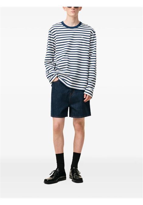 t-shirt mariniere ls blu e bianca AMI PARIS | UTS375.JE0210A044